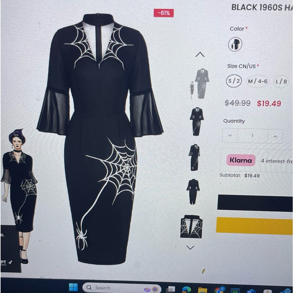 Black Spiderweb Sheath Dress with Bell Sleeves